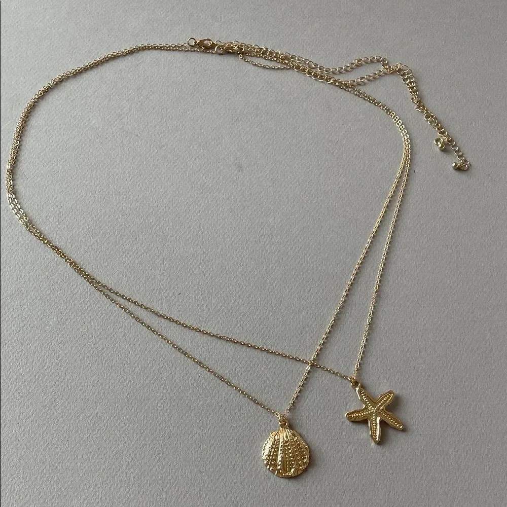 Gold Seashell & Starfish chain belt N1253